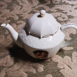 Hummel White Teapot with Gold Accents